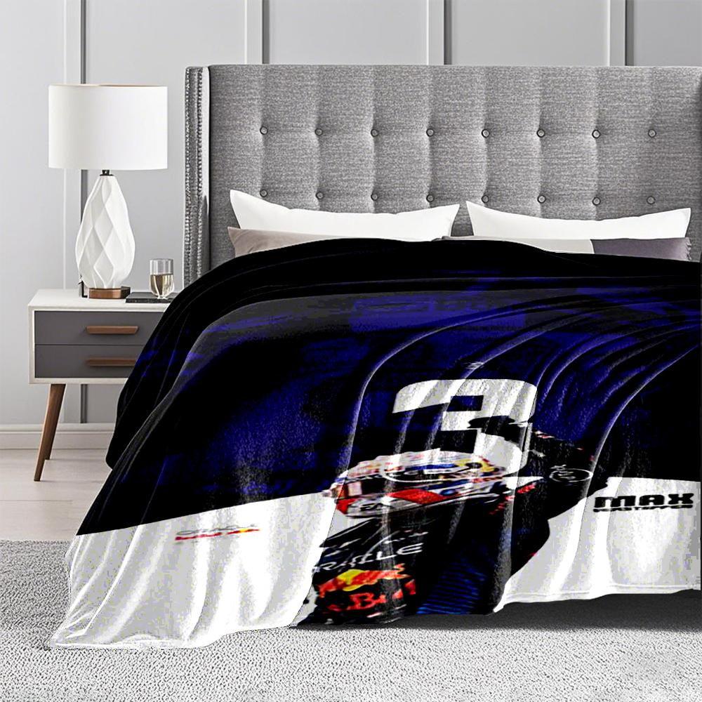 "Racing Figure Silhouette with Bold Number -Flannel blanket for bedroom, living room, sofa, and nap"