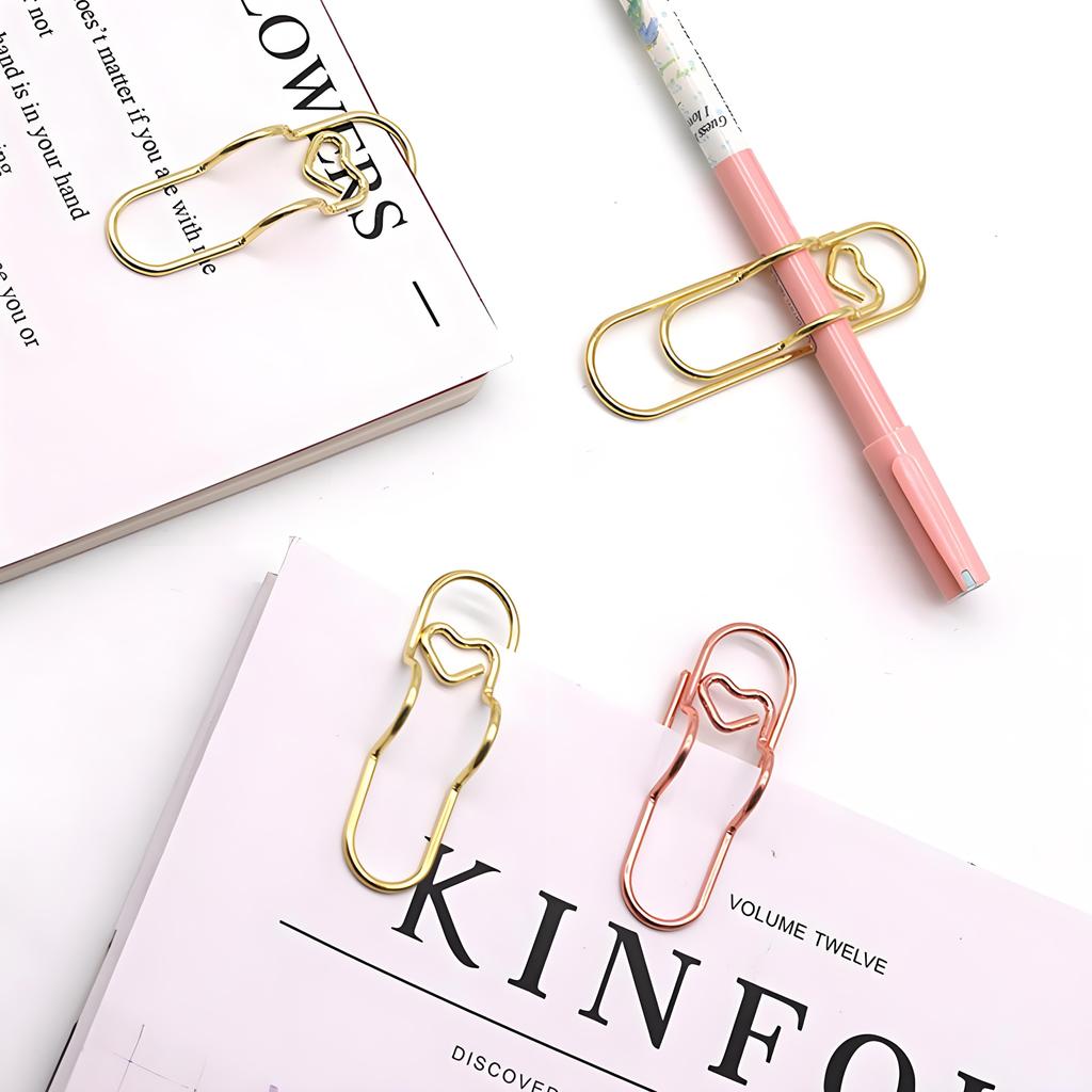 1pc Stainless Steel Love Pen Clip Set - Multi-Color, Portable Pen Holder, Ideal for Office Use & Holiday Gifts