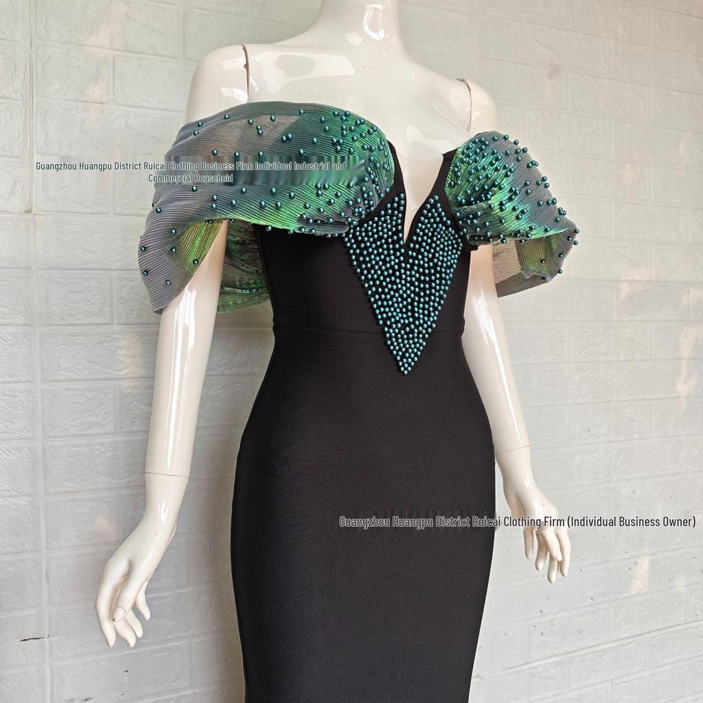 2025 Элегантное французское вечернее платье с бисером и жемчугом на бретелях-бинтах