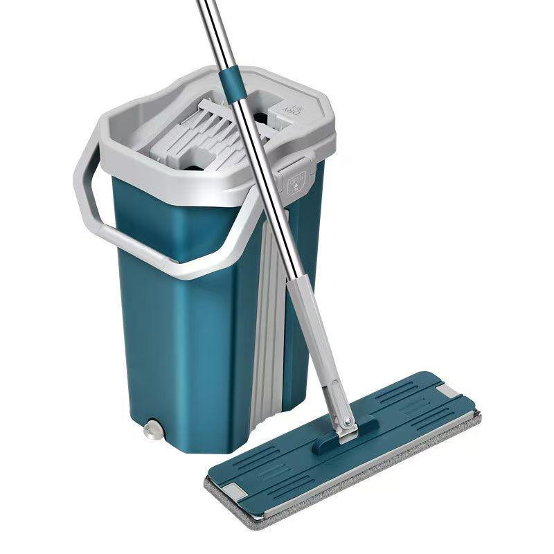 Hands-Free Flat Mop: Dual-Use Scratch-Off Design for Easy, Efficient Cleaning with Bucket.