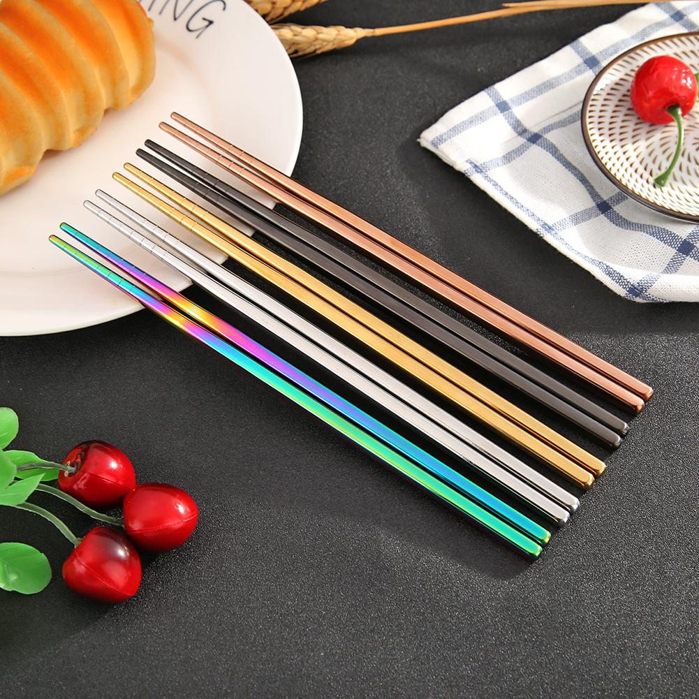 Stainless Steel Chopsticks Portable Non-slip Environmental Protection Food Sticks Kitchen Dining Tableware Accessories