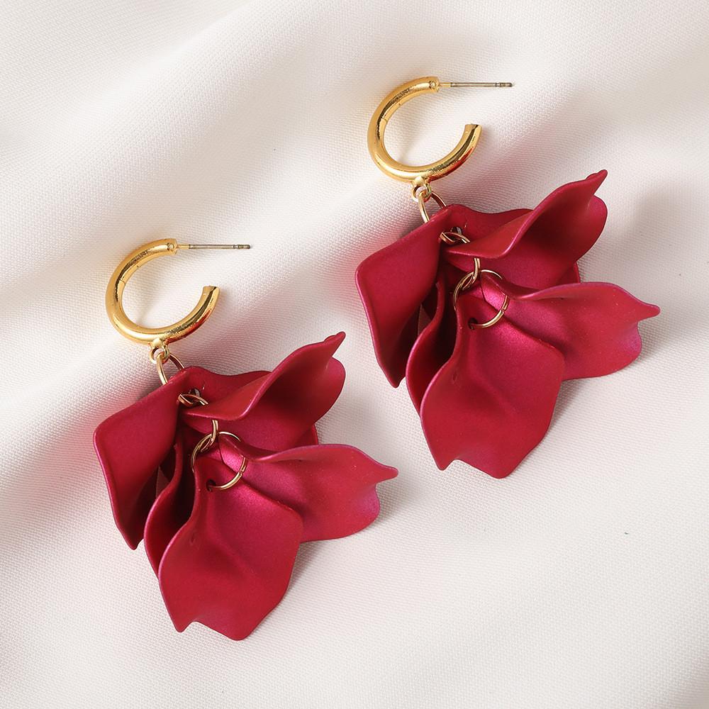 Pinkdudu Модные серьги-капли в виде лепестков роз из смолы с жемчужным блеском, женские украшения PD2386