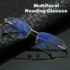 Анти-синий свет Интеллектуальное увеличение Мультифокус Дально и вблизи Очки для пресбиопии Двойного назначения Квадратные очки для чтения вдали и вблизи