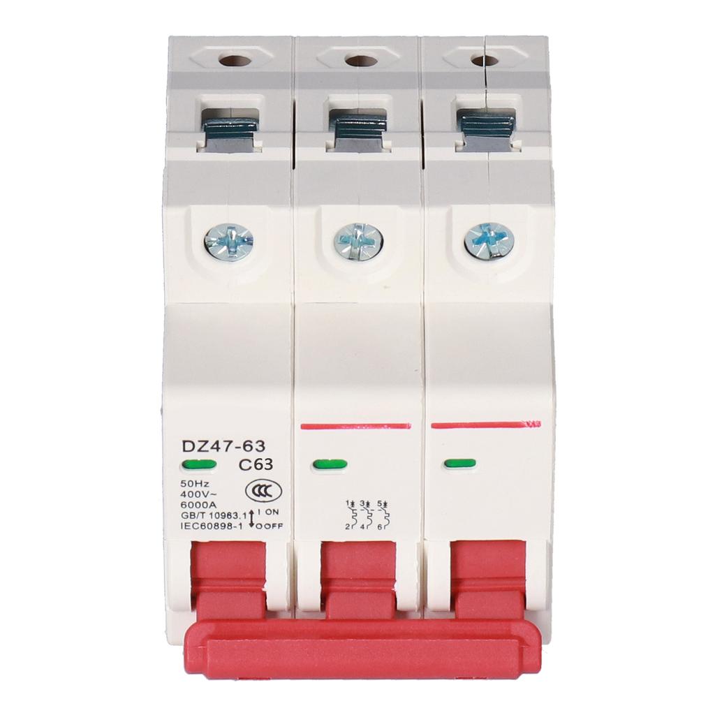 Миниатюрный автоматический выключатель с креплением на DIN-рейку для ПК, бытовой воздушный выключатель переменного тока 400 В 3P DZ47?6363А