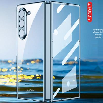Прозрачный гальванизированный чехол для телефона Samsung Z Fold 7 со встроенной складной конструкцией и защитой от падений