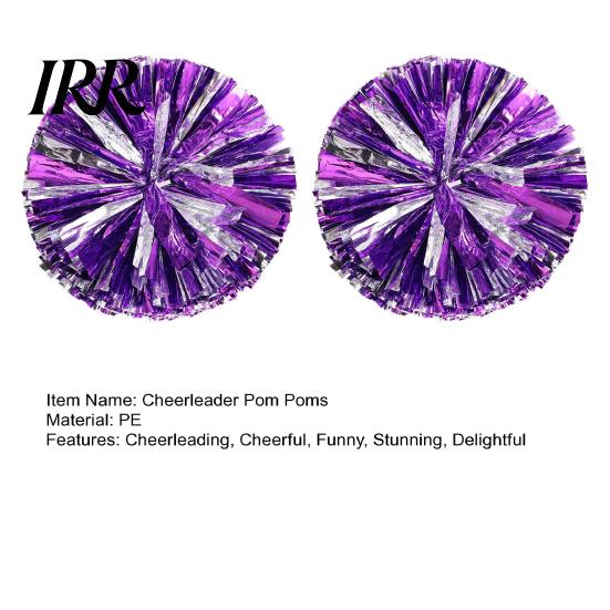 Cheer Squad Accessories 2 Pcs Cheerleader Pom Poms Metallic Holographic with Mini Cheerleading Balls Handle Ring for Sports Team Spirit Party