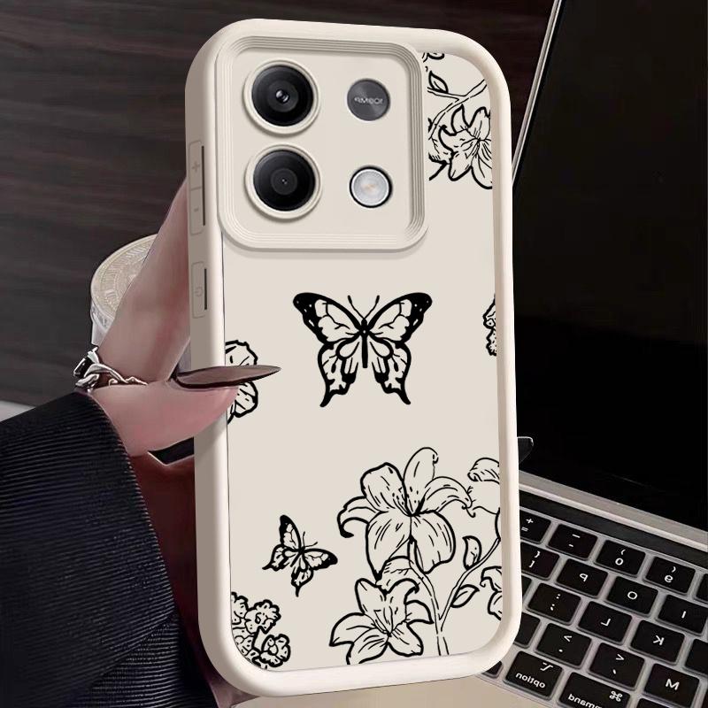 Fashion Butterfly Flower Pattern Phone Cover For Xiaomi 13T Pro 11T Poco F6 X6 Pro M6 Pro Redmi Note 13 Pro 12 4G 11 10 Pro Max Soft Shockproof Case