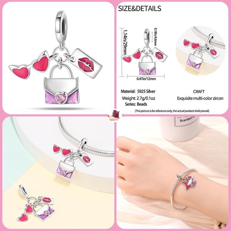 New Copper Bow Star Love Pink Series Charm Beads Suitable For 3Mm Original Bracelet Diy Fashion Jewelry Gift