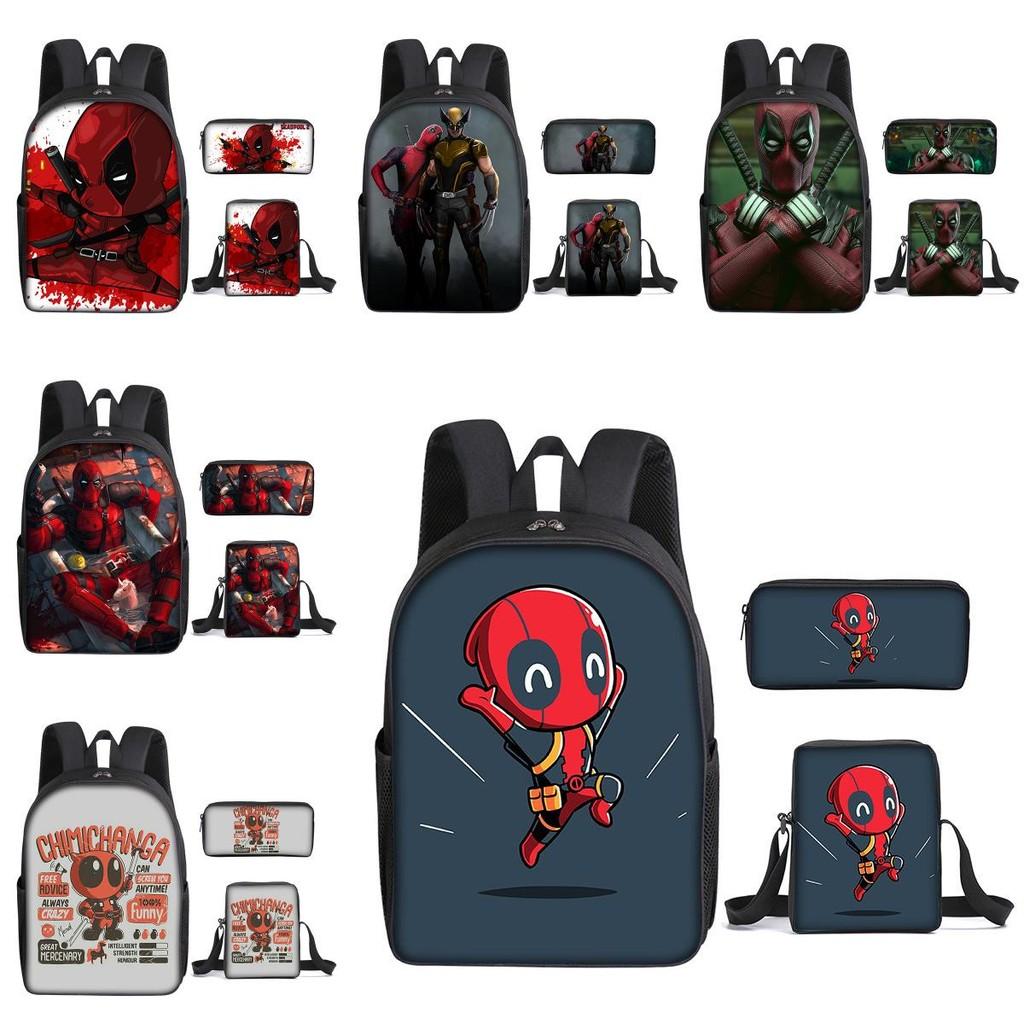 Student Deadpool 3pcs School Bag Backpack Lunch Bags Pencil Case Kids Gifts