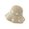 Маленькая шляпа из соломы с цветком ромашки, женская, весенне-летняя, для путешествий, пляжная, от солнца, для отпуска, шляпа-ведро