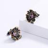 New Personality Flower-Shaped Earrings Fashion Sunflower Purple Zircon Black Gold Earrings Wedding Party Jewelry Gift