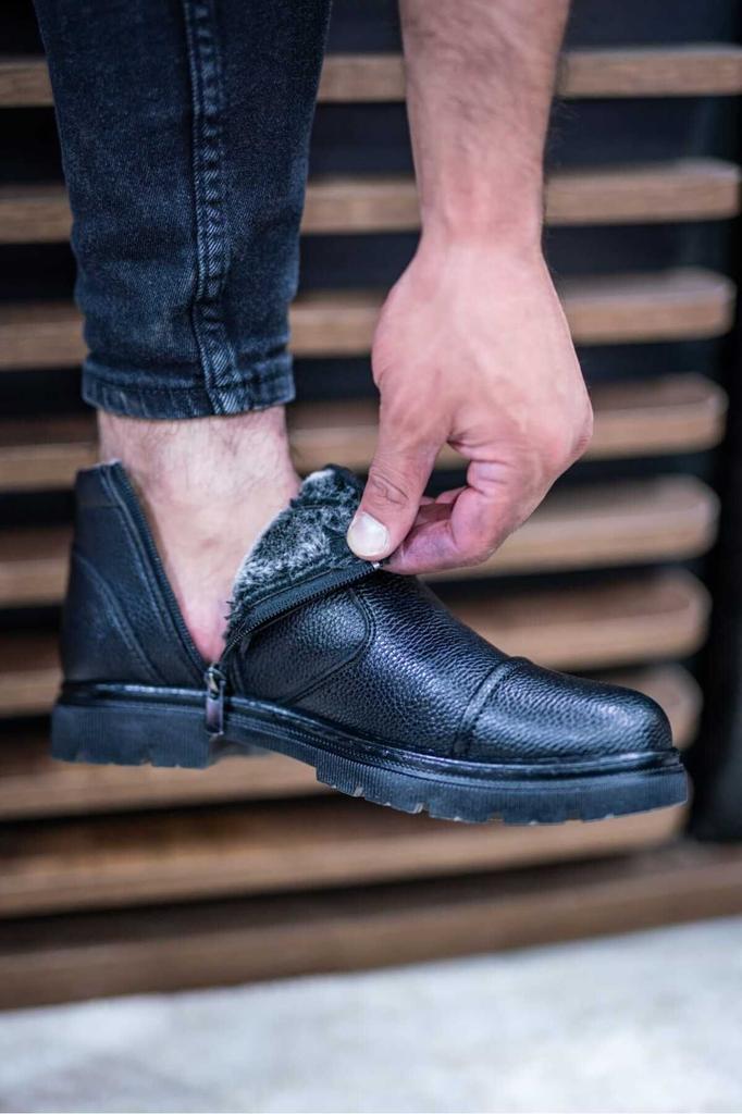 Men's Fashion Flat Heeled Booties Black Single Button Leather Daily Comfortable Orthopedic Boots Shoes