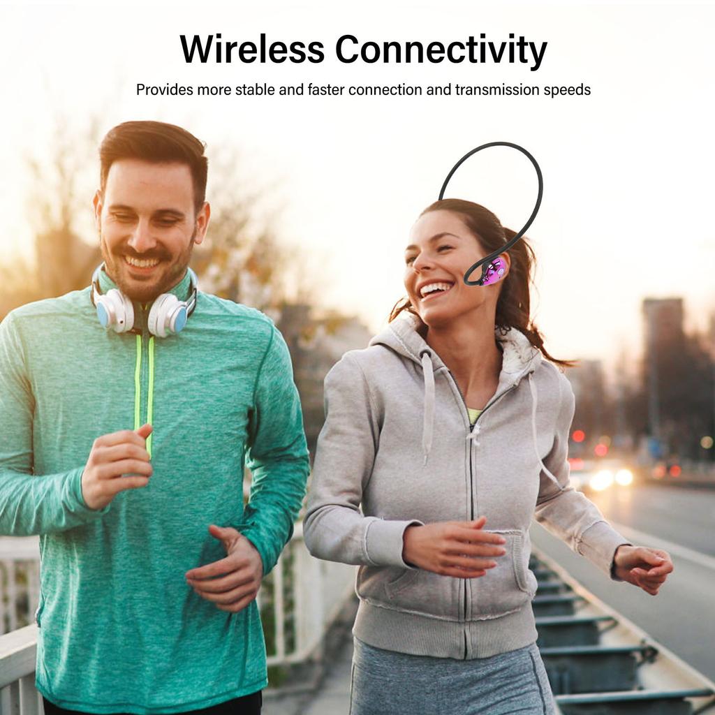 Наушники с открытым ухом и воздушной проводимостью, беспроводные Bluetooth 5.3, спортивная гарнитура для бега, езды на велосипеде, пешего туризма, вождения, фиолетовые