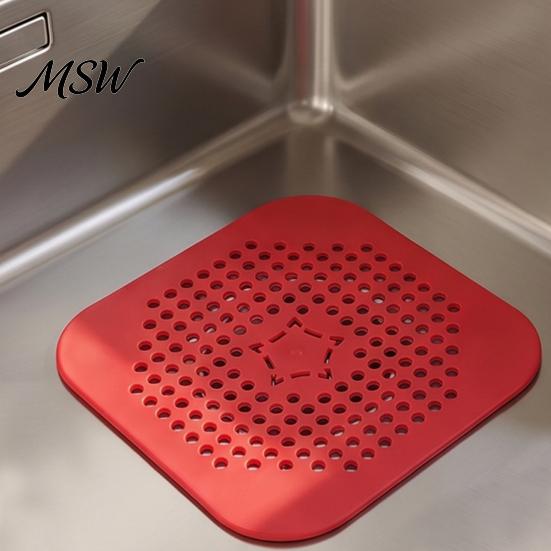 Silicone Floor Drain Cover 2PCS Square for Shower Floor, TPR Hair Catcher Odor Non Slip Mat Stopper, Detachable Deodorizer Pad Bathroom Kitchen