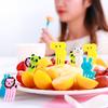 10Pcs Creative Plastic Mini Fruit Fork Lunch Decoration Cartoon Elephant Giraffe Bento Stick Party Favors