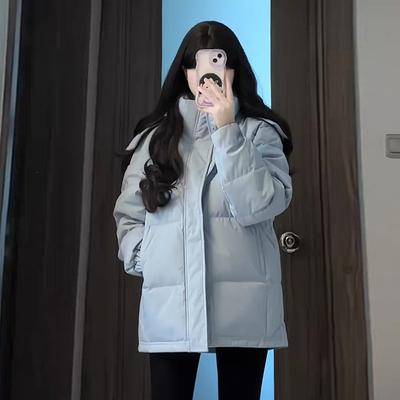 Синяя короткая куртка-пуховик женская зимняя новая зимняя одежда утолщенная куртка женская куртка-хлеб