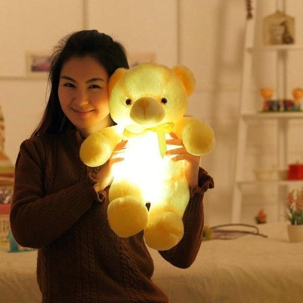 30/50cm Creative Light Up LED Teddy Bear Stuffed Animals Plush Toy Colorful Glowing Teddy Bear Christmas Gift for Kids Pillow Toy