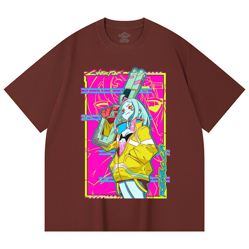 230 Gsm 100% Cotton Cyberpunk Edgerunners V6 Rebecca Print Unisex Heavy Cotton T Shirt