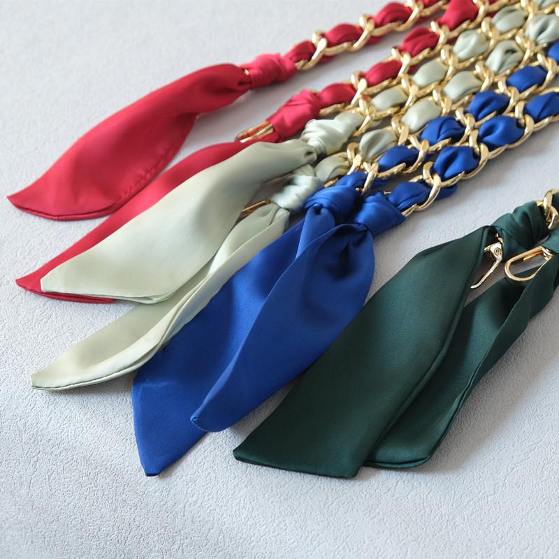 Новая Мода Весна Женская Сумка Аксессуар Цепочки Съемный Длинный Кросс-Боди Однотонный Милый Шелковый Ремешок Женский Роскошный Цепочный Ремень Ручки для Сумки