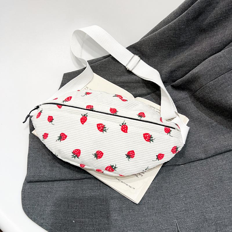 Литературная бархатная нагрудная сумка женская новая модная сумка-мессенджер с принтом клубники, повседневная трендовая универсальная сумка через плечо