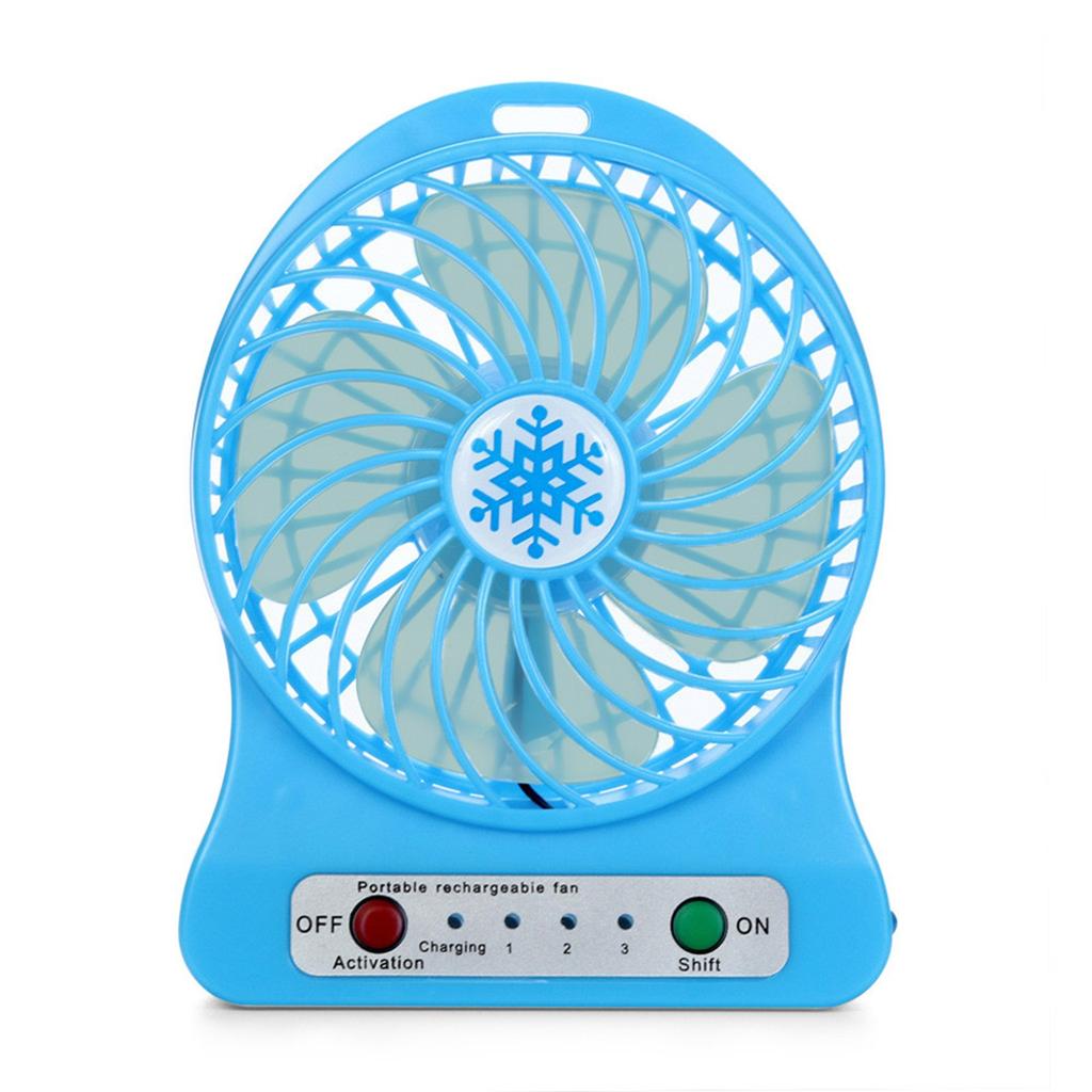 Portable Rechargeable LED Light Fan Cooler Desk USB 18650 Battery Fan