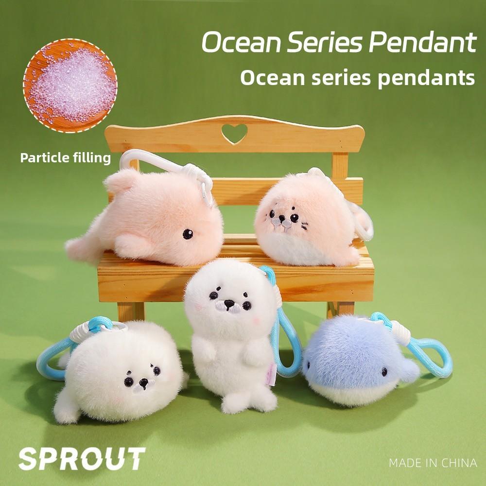 Cartoon Sea Creature Plush Charm With Durable Material For Bags And Car Keys