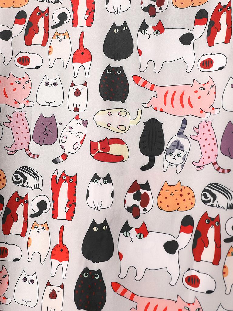 Негабаритные свободные короткие рукава с мультяшным котом и принтом Гавайи, пляжные летние мужские рубашки, студенческие пары, модная повседневная мужская одежда, тенденции