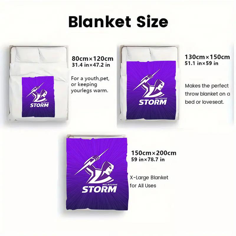 Melbourne Storm print 2D Flat Pattern Flannel Blanket High quality All Seasons Warmth and Comfort Perfect for Christmas Gifts.