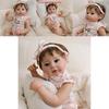 19inch Silicone Reborn Baby Doll With Striped Headband And Rabbit Print Clothing Decorationfor Collectors And Gift Givers