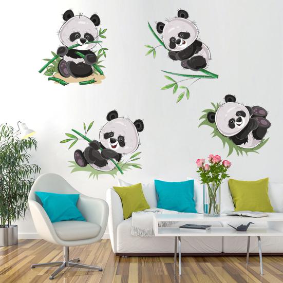 Stickers Cute Cartoon Panda Eat Bamboo PVC Decals DIY Decoration Removable Living Room Bedroom Background Stickers Home