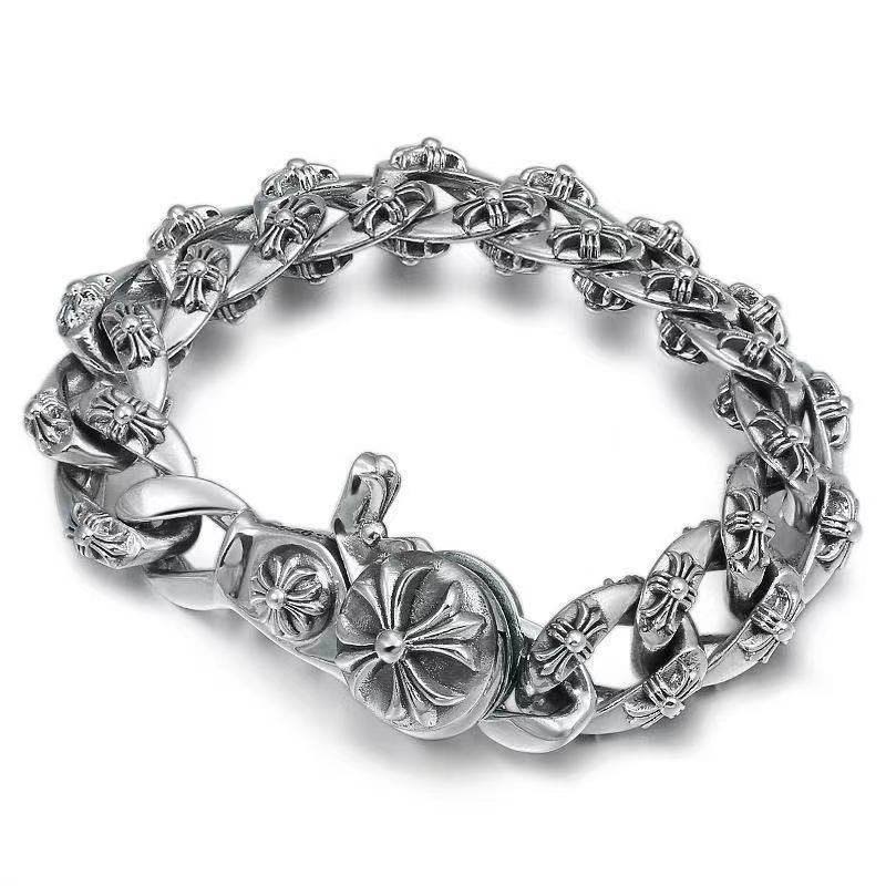 Новый браслет-крест, доминирующий европейский и американский ретро-трендовый мужской толстый браслет с пряжкой