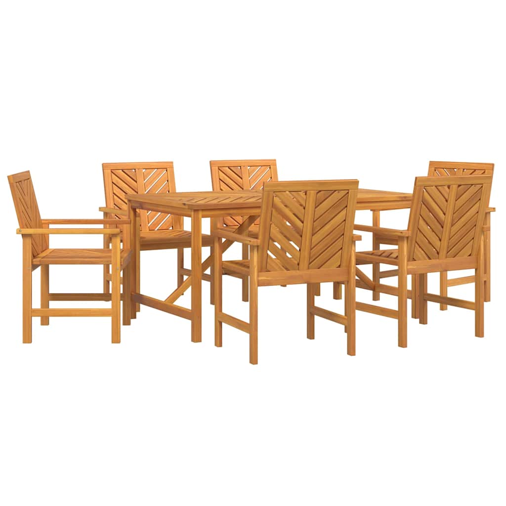 Garden Dining Set 7 pcs Brown Solid Acacia Wood