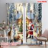 2pcs,2D Plane Printing Contemporary Curtains Santa Forest Animals Christmas Snow Polyester Easy Install (without Rod) All