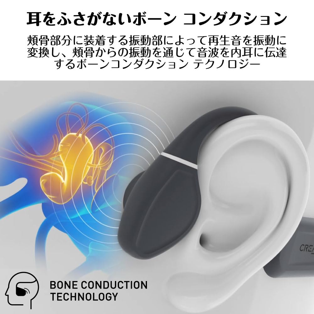 Creative Outlier Green Bluetooth Wireless Earphones with Adjustable Vibration Bone Low Latency and Mic Free+ Headset, Conduction, Mode, (HS-OTFPL-GR)