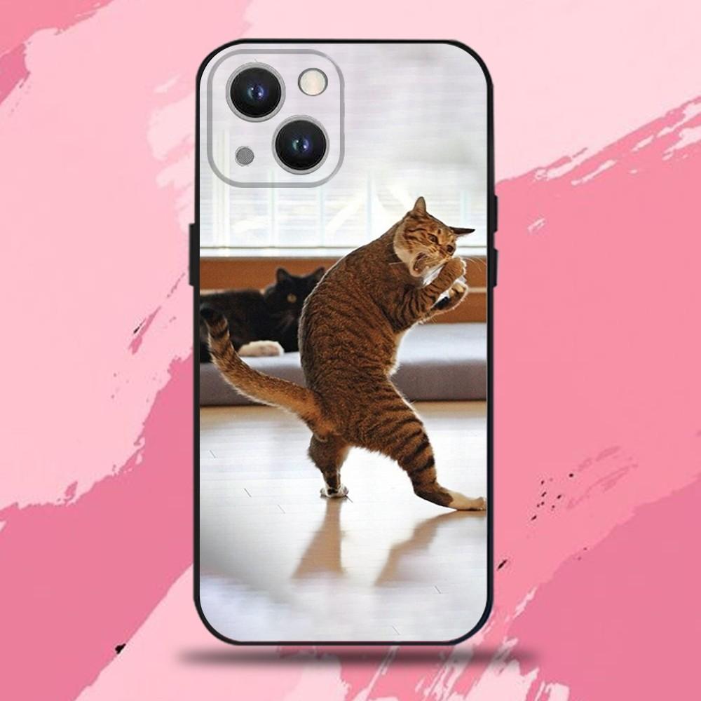 Чехол для телефона с мемами про кошек для iPhone 16,15,14,13,12,11 Plus,Pro Max,XS,X,XR,SE,Mini,8,7, Мягкий силиконовый черный чехол
