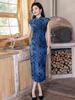 Blue Petite Women's Cheongsam 2025: Autumn Retro Style Dress