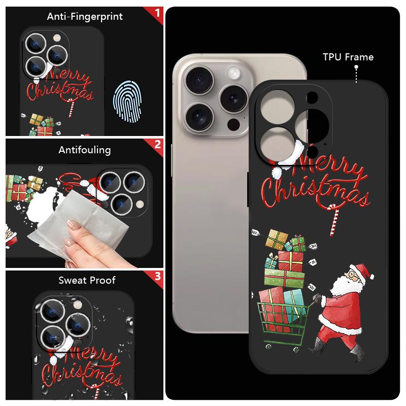 Милый чехол из ТПУ с рисунком Санта-Клауса из мягкого силикона для iPhone 17 Pro Max 16E 16 15 14 13 Pro Max 12 Pro 11 противоударный со шнурком чехол для телефона fundas