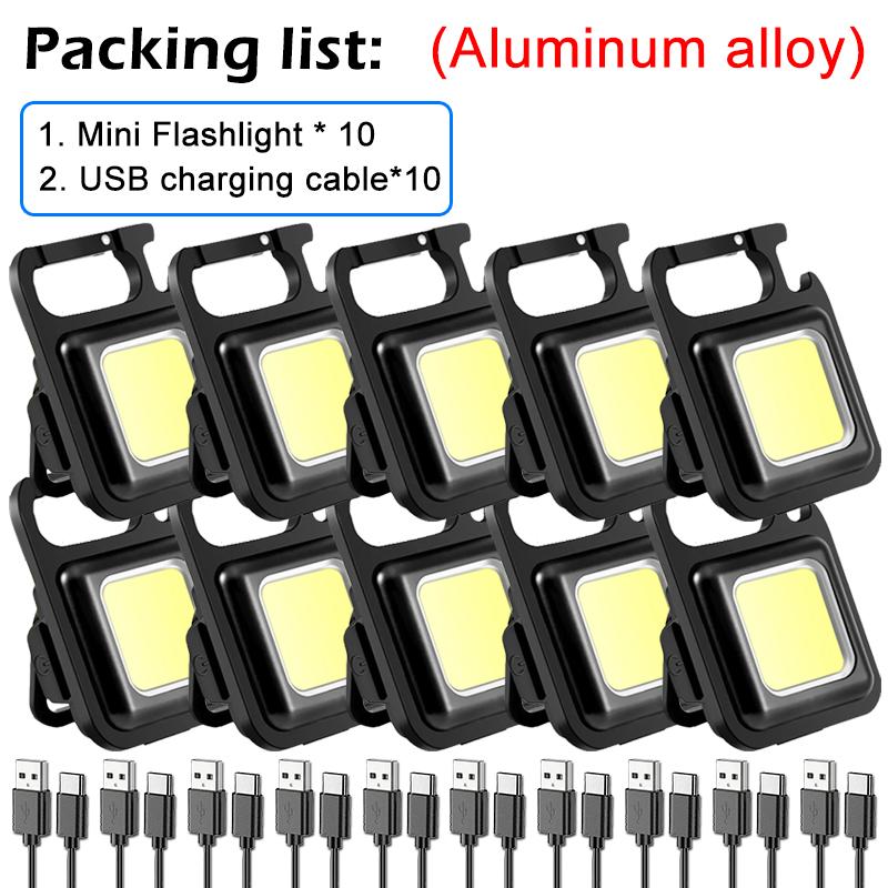 Mini Keychain Light Multifunctional Camping Clip Flashlight USB Rechargeable Outdoor LED Portable Bright Work COB Pocket Lantern
