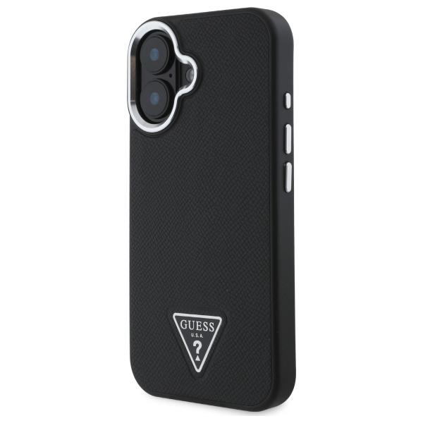 Etui do iPhone 16 Plus Guess Grained Triangle MagSafe czarny