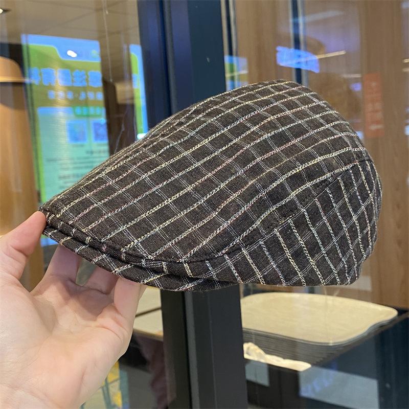 Ретро клетчатая кепка вперед осенне-зимняя универсальная для лица кепка с козырьком литературная уличная защита от износа берет художника