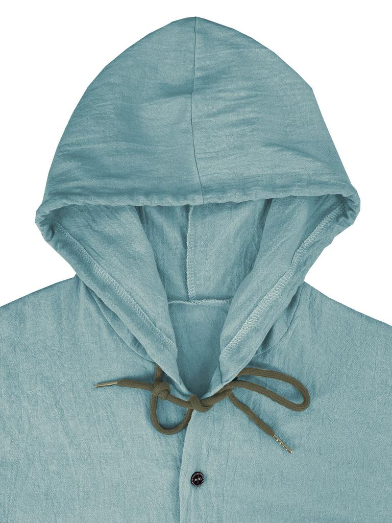 Мужская толстовка с капюшоном и длинным рукавом, повседневная однотонная льняная рубашка на весну и лето