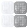 4 Pcs Drain Hair Catcher Square TPR Shower Hair Stopper with Suction Cup for Bathroom Bathtub