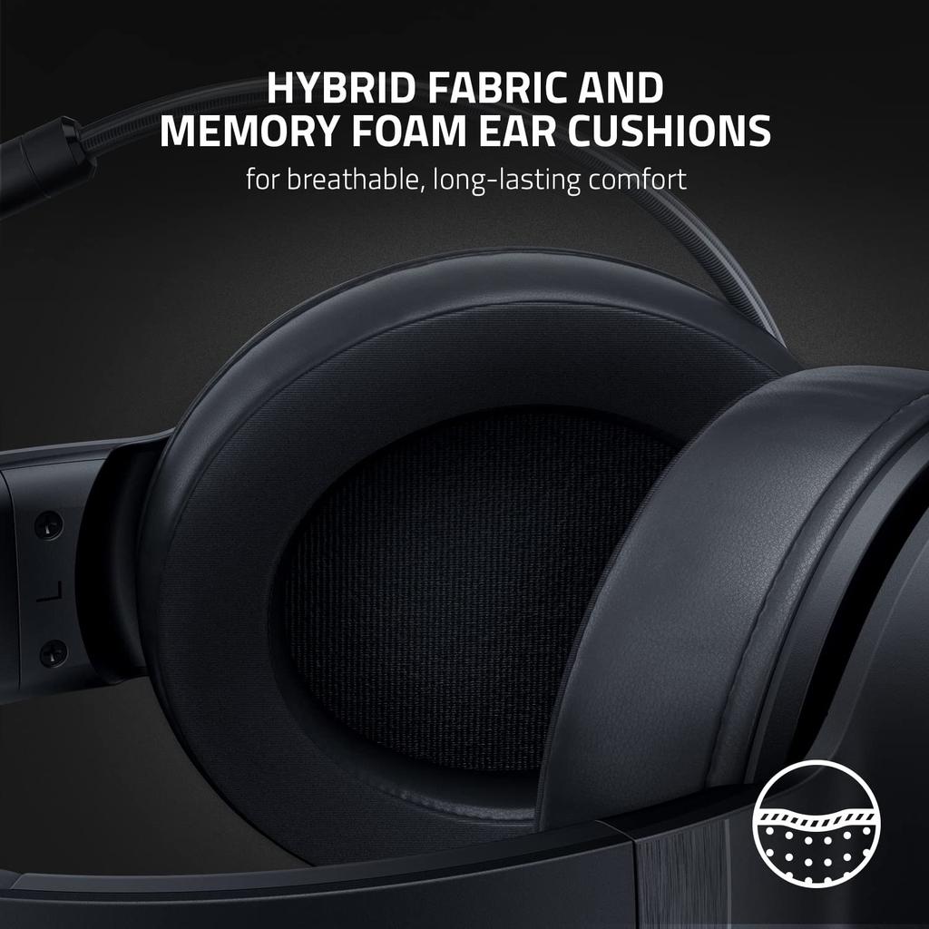 Razer Kraken V3 X Wired USB Gaming Lightweight Construction Triforce 40mm Drivers Hyperclear Cardioid Mic Surround Sound Chroma RGB Lighting Black