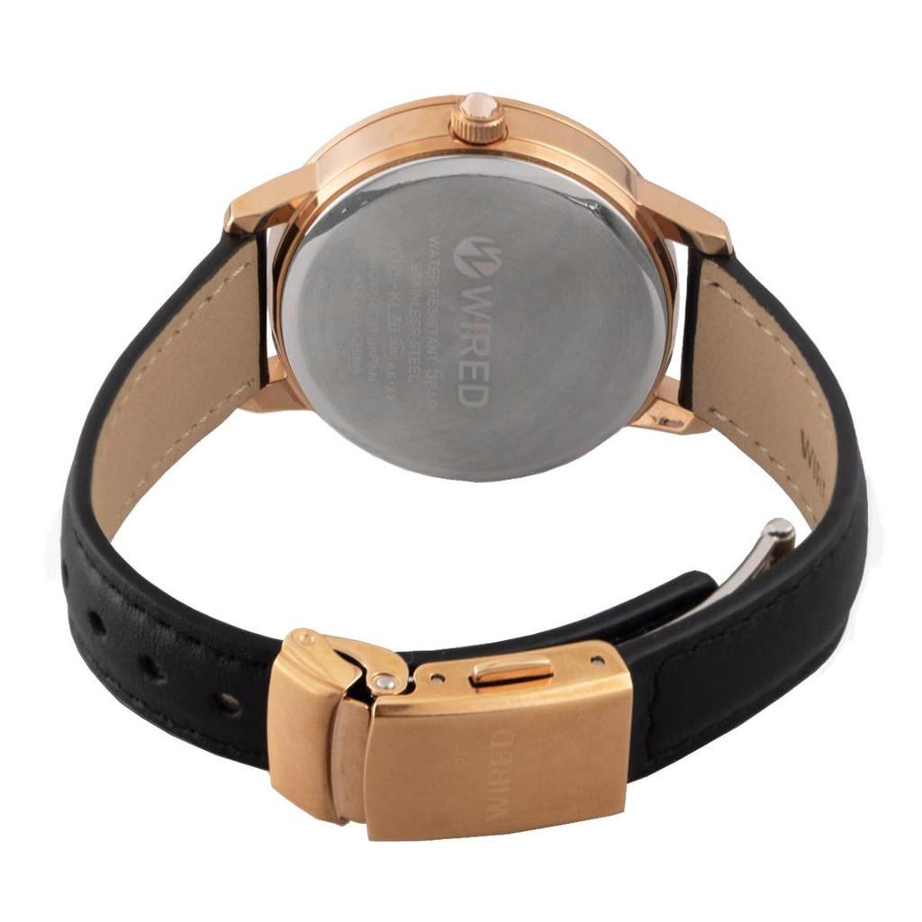 WIRED Часы AGET721 Хронограф Кожа Круглые Темно-синие Черные Женские Переведенные