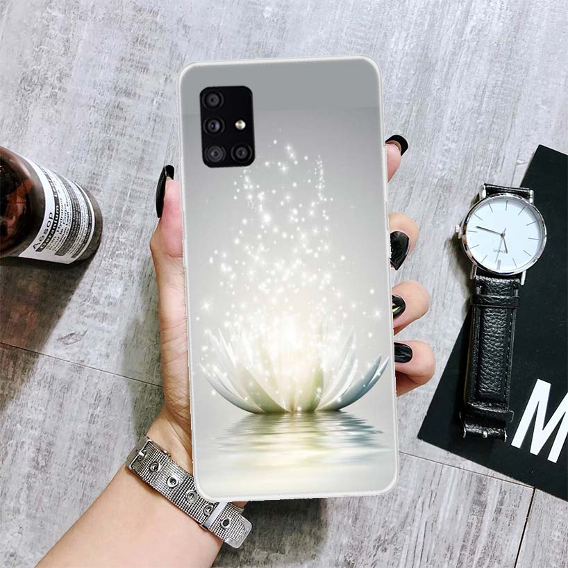 Чехол для телефона с синими и белыми цветами лотоса для Samsung Galaxy A12 A22 A32 A42 A52 A72 A51 A71 5G A41 A31 A21 A02S M12 M21 M31 M30S