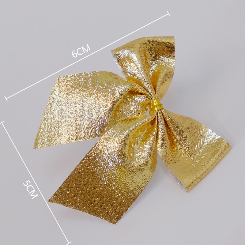 12PCS 5Cm Bow Christmas Decorations New Year Holiday Party Red Gold Silver Tree Bowknots Bows Xmas Ornament Party Home Navidad