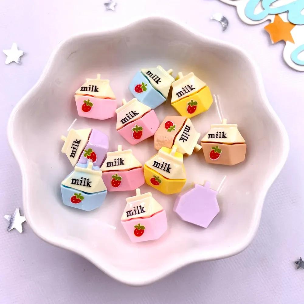 30 шт. микс смолы мини красочные мультяшные фигурки из коробки клубники и молока плоские камни DIY скрапбукинг бант декор аксессуары ремесла