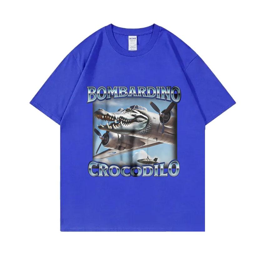 Bombardiro Crocodilo Funny Crocodile Plane Bomber Meme T-shirts Men Women Gothic Vintage T Shirts Casual Humor Oversized T Shirt