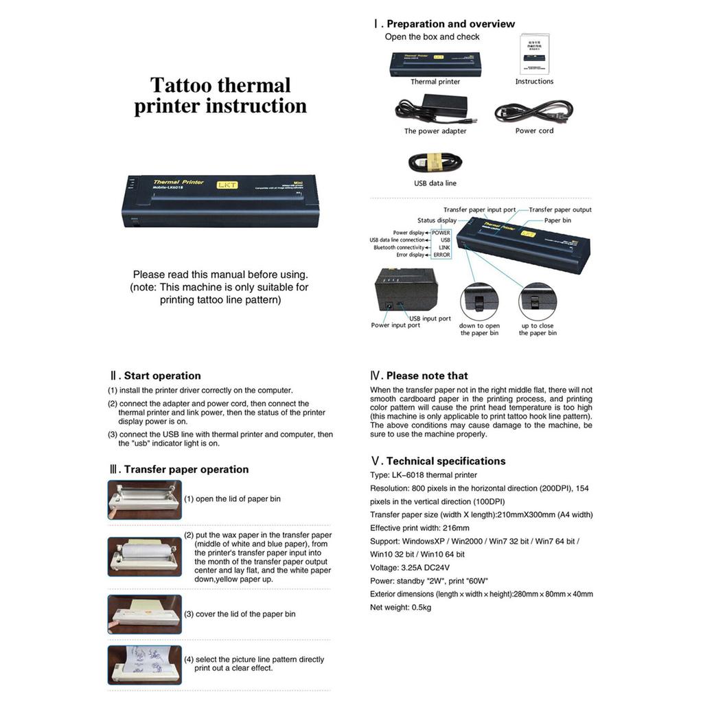 Tattoo Transfer Stencil Machine Printer Drawing Thermal Stencil Maker Copier Line Drawing Printing