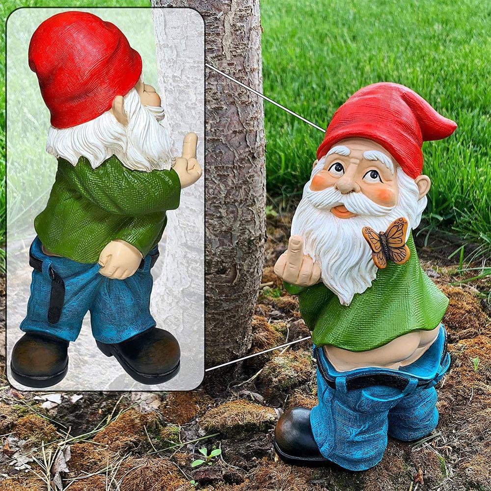 Lovely Garden Gnome Statue With Pants Down Fun And Quirky Addition To Your Outdoor Space